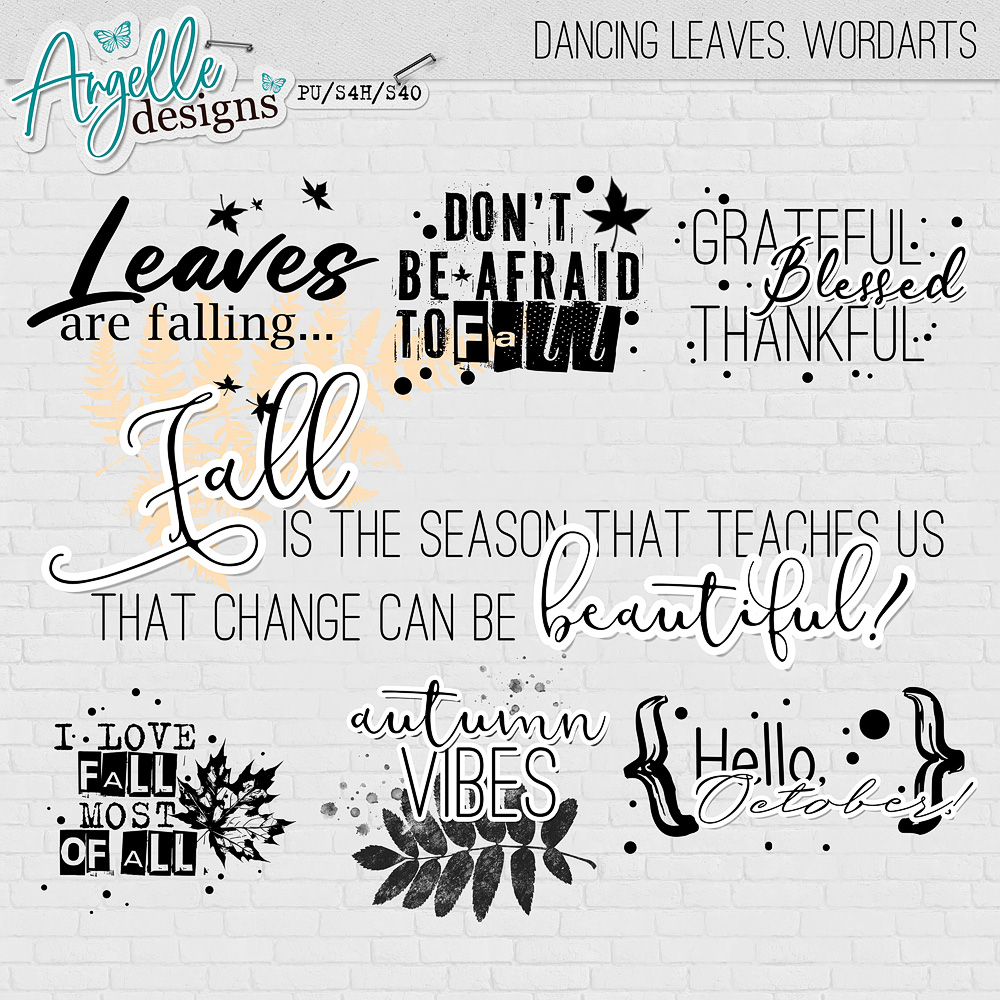 Dancing Leaves WordArts by Angelle Designs 