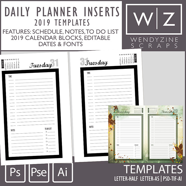 oscraps com digital scrapbook store scrapbooking art all new 2019 daily planner template