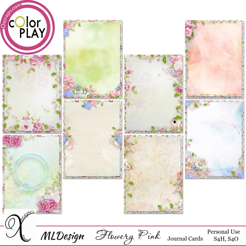 Flowery Pink Journal Cards