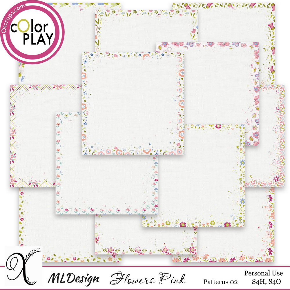 Flowery Pink Patterned Papers 2