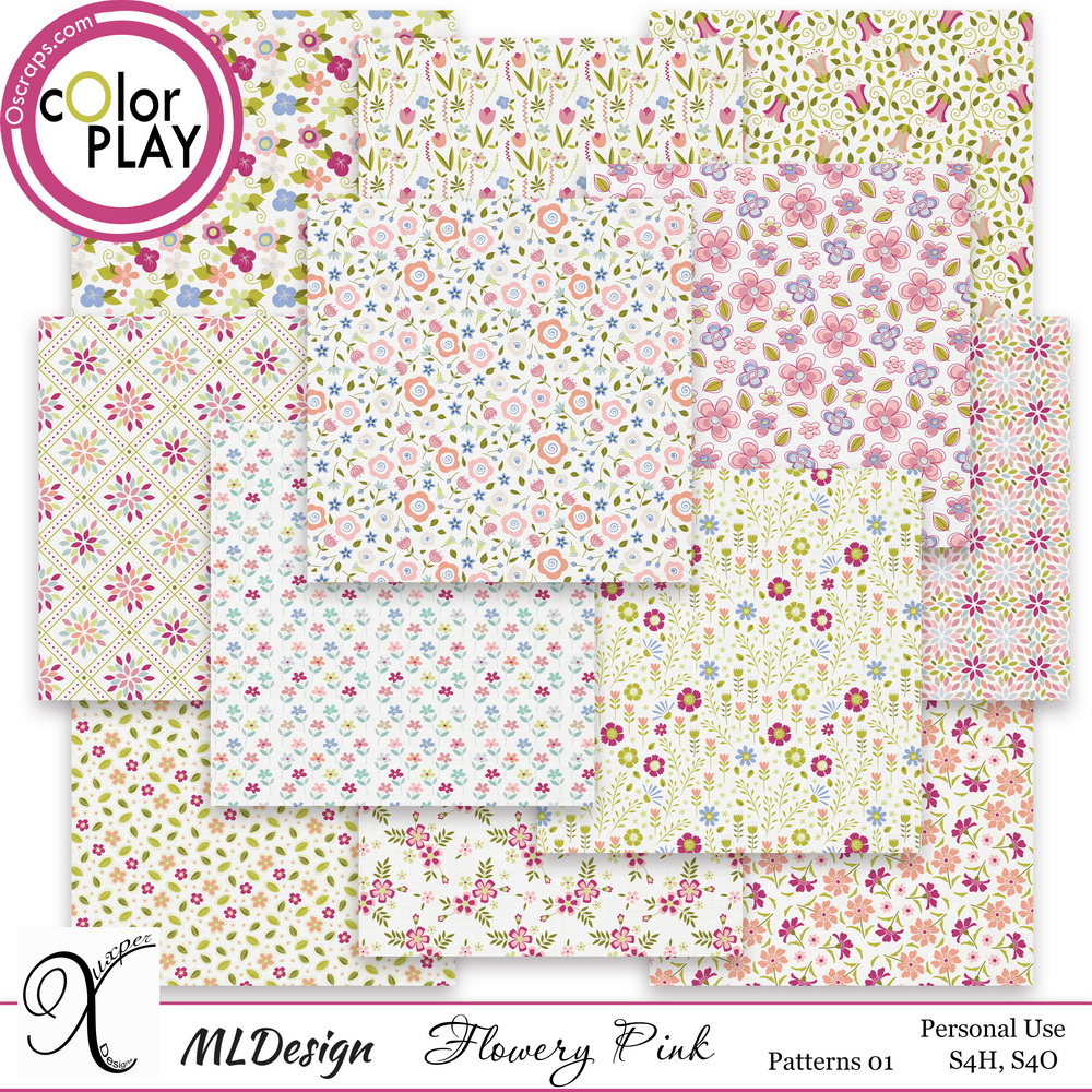 Flowery Pink Patterned Papers 1