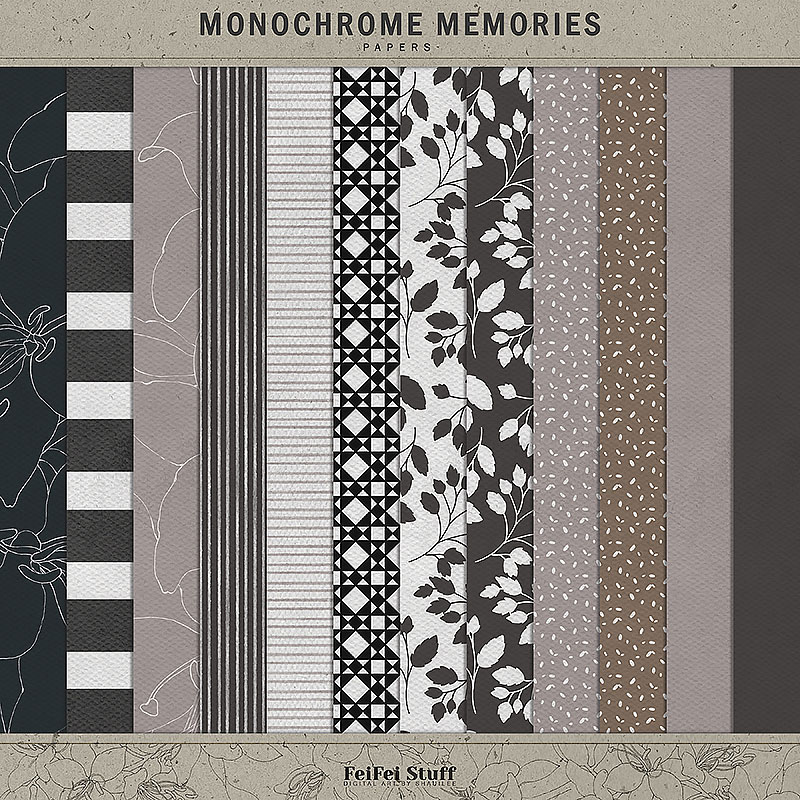 Monochrome Memories Paper Pack by FeiFei Stuff