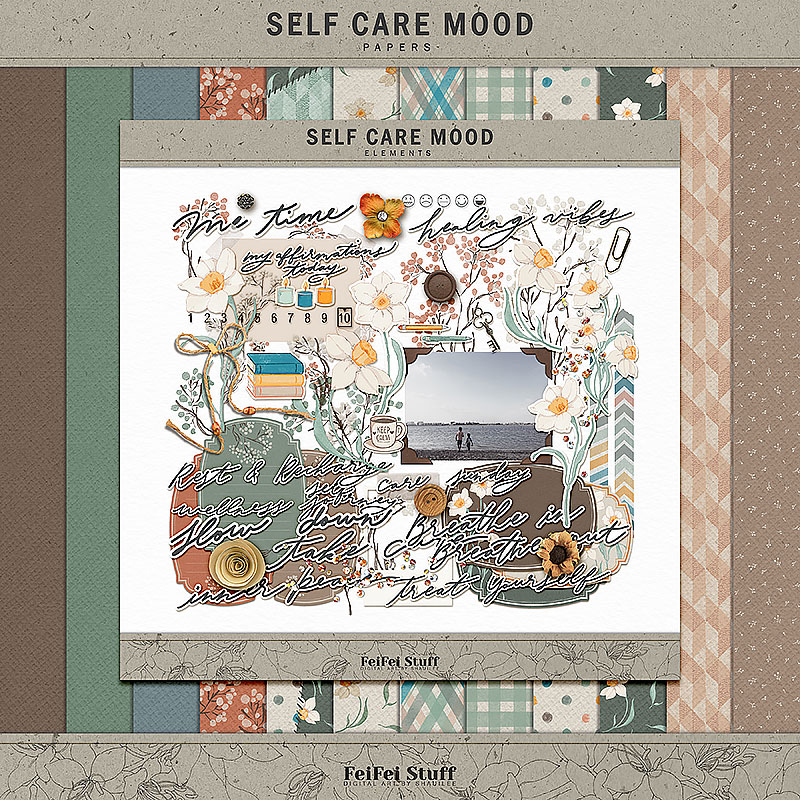 Self Care Mood Digital Scrapbook Kit by FeiFei Stuff