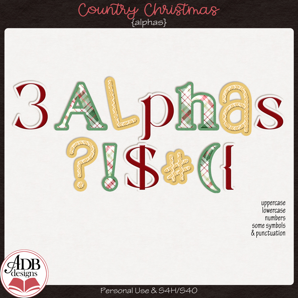 Country Christmas Alphas by ADB Designs