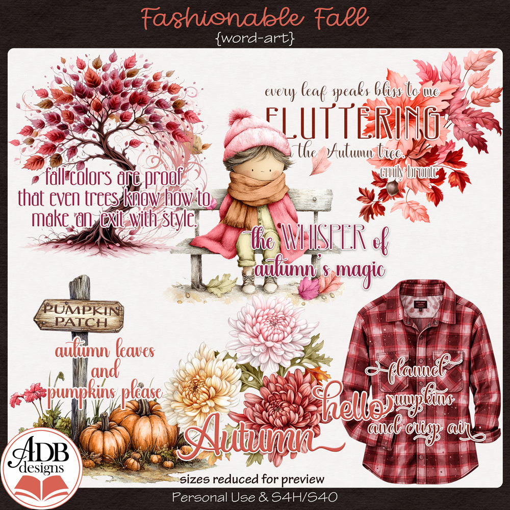 Fashionable Fall Word Art by ADB Designs