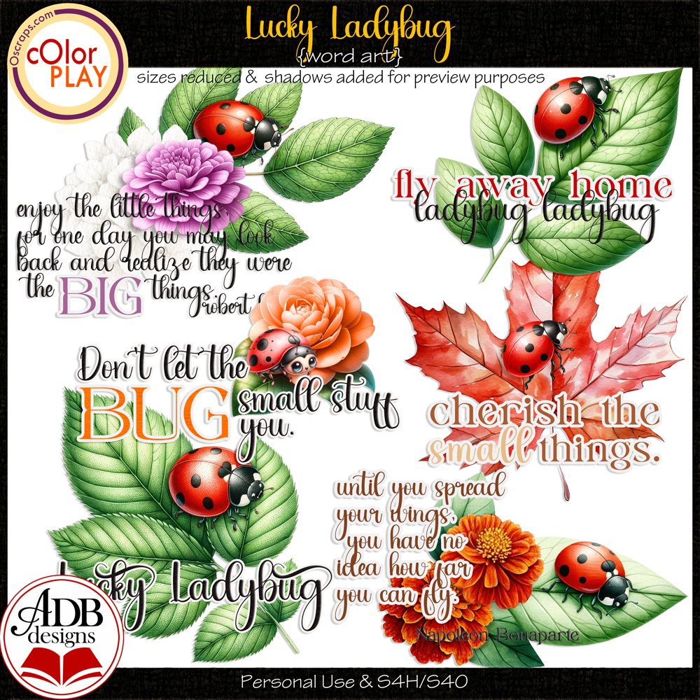 Lucky Ladybug Word Art by ADB Designs