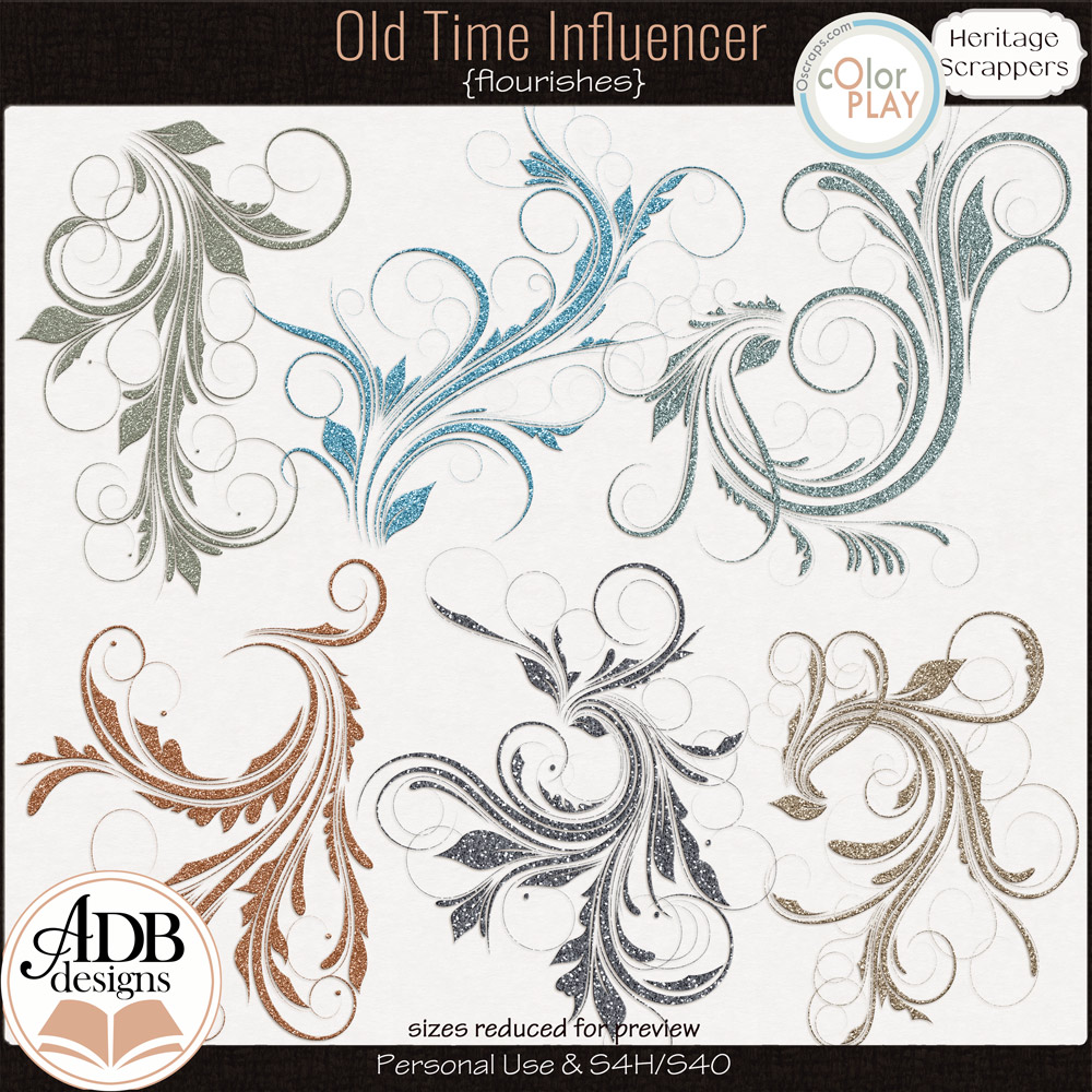 Old Time Influencer Flourishes by ADB Designs