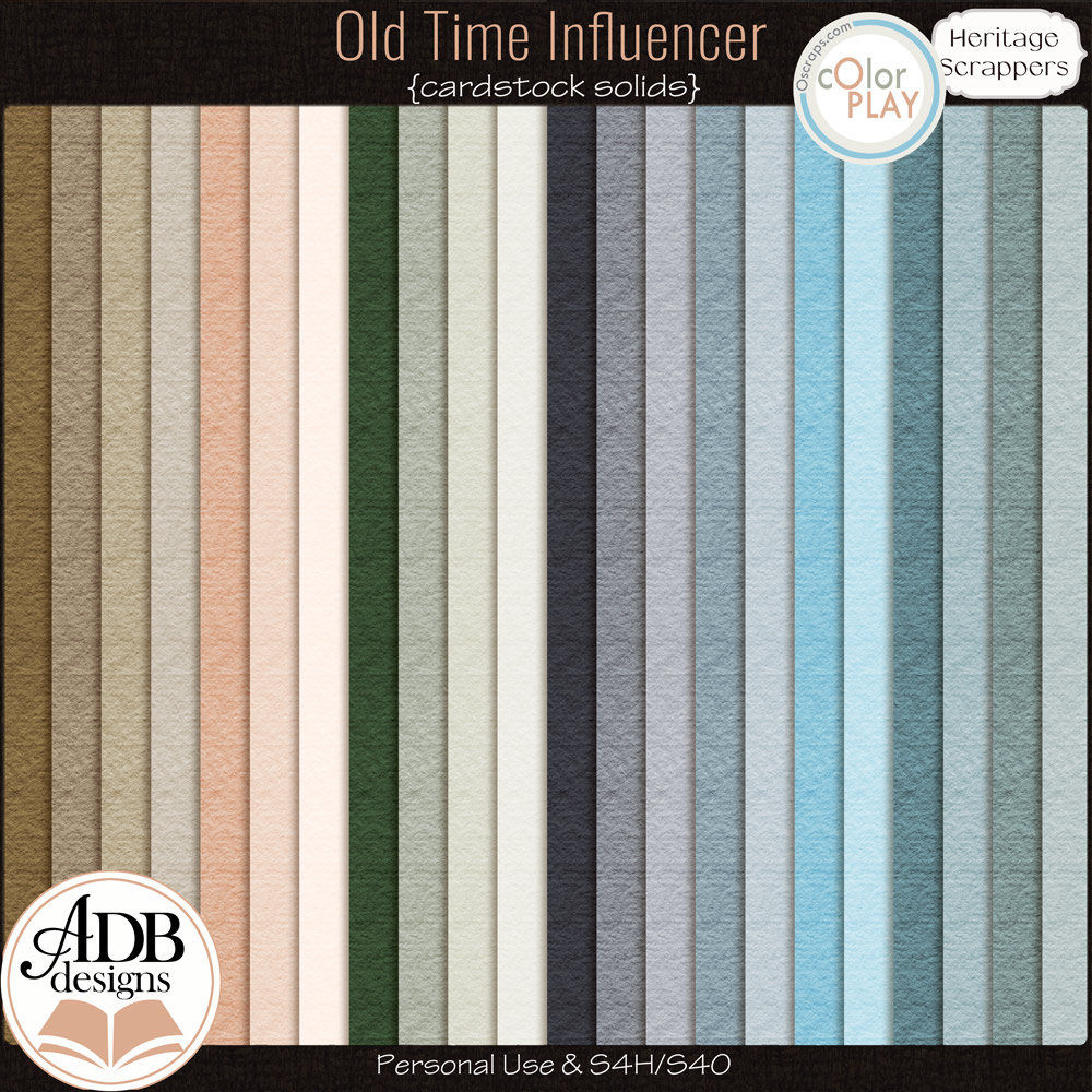 Old Time Influencer Cardstock Solid Papers by ADB Designs