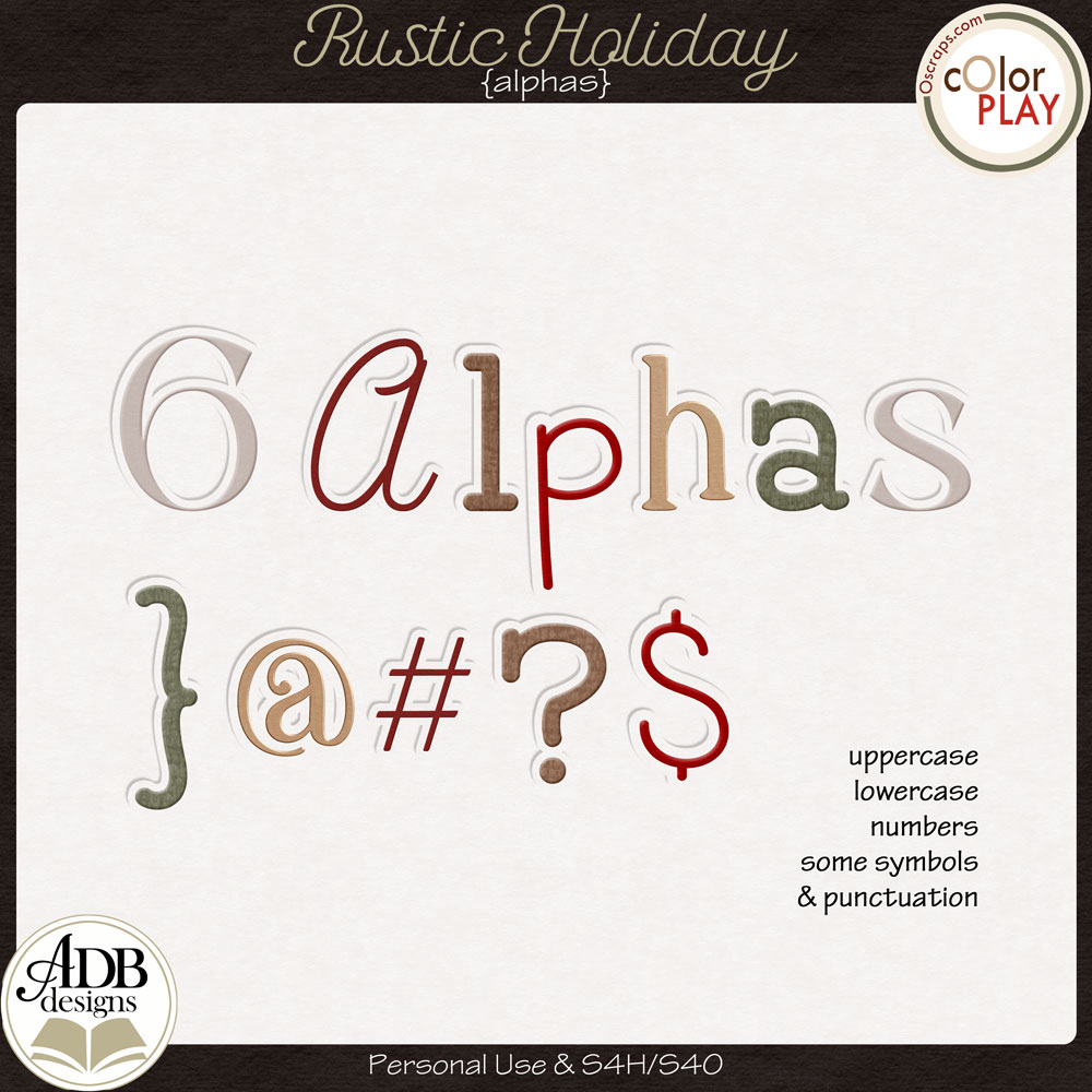 Rustic Holiday Alphas by ADB Designs