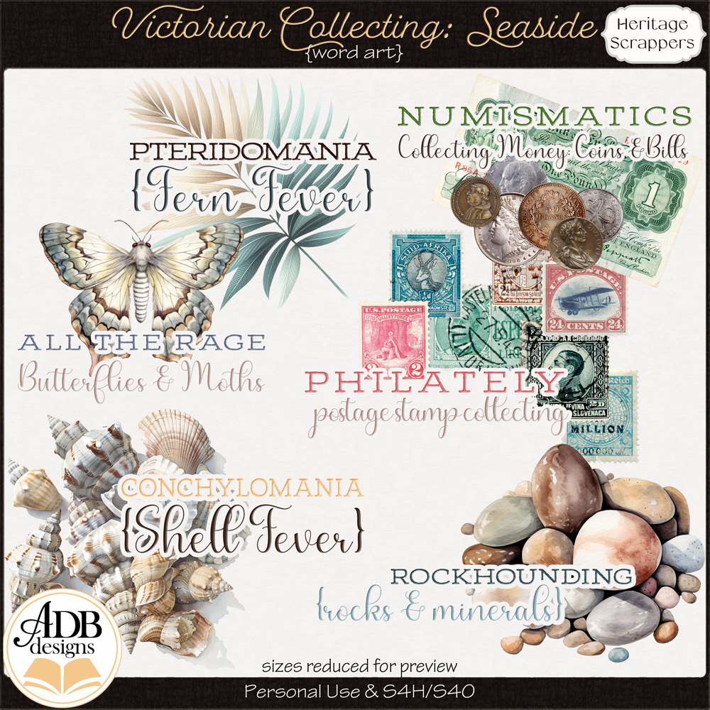 Victorian Collecting Seaside Word Art by ADB Designs