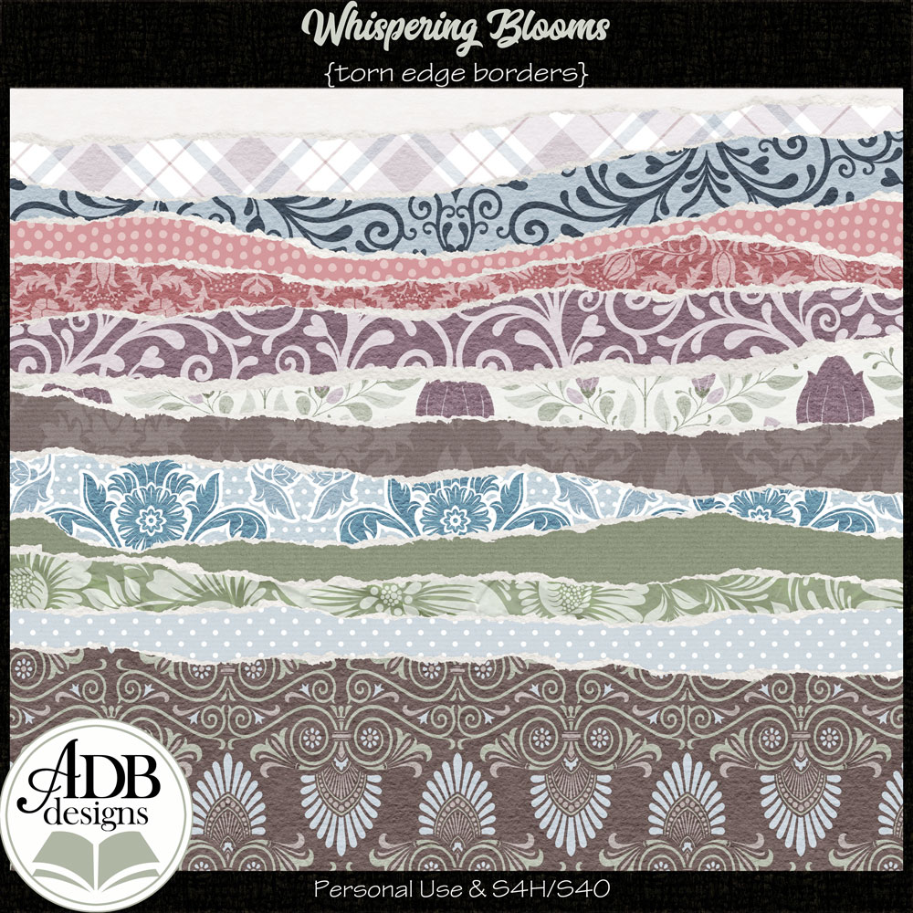 Whispering Blooms Torn Edge Borders by ADB Designs