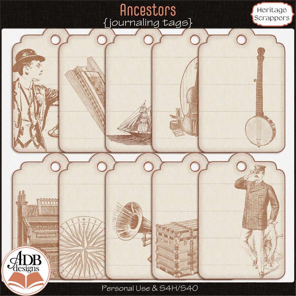 Ancestors Journaling Tags by ADB Designs