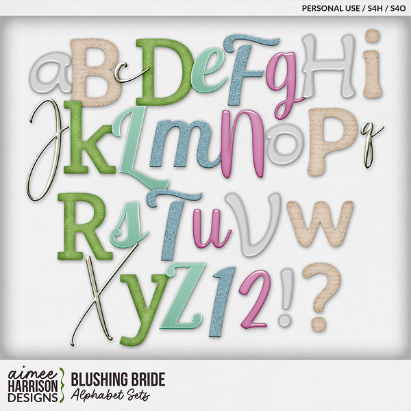 Blushing Bride Alphabet Sets by Aimee Harrison