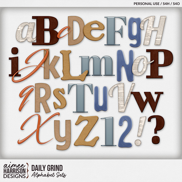Daily Grind Alphabet Sets by Aimee Harrison