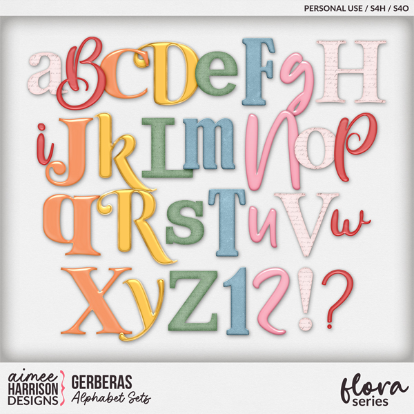 Gerberas Alphabet Sets by Aimee Harrison