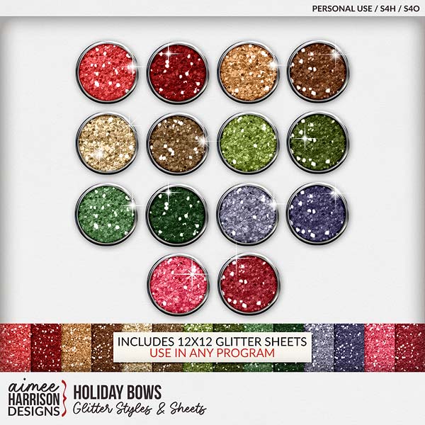 Holiday Bows Glitters by Aimee Harrison