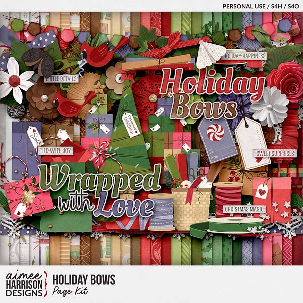 Holiday Bows Page Kit by Aimee Harrison