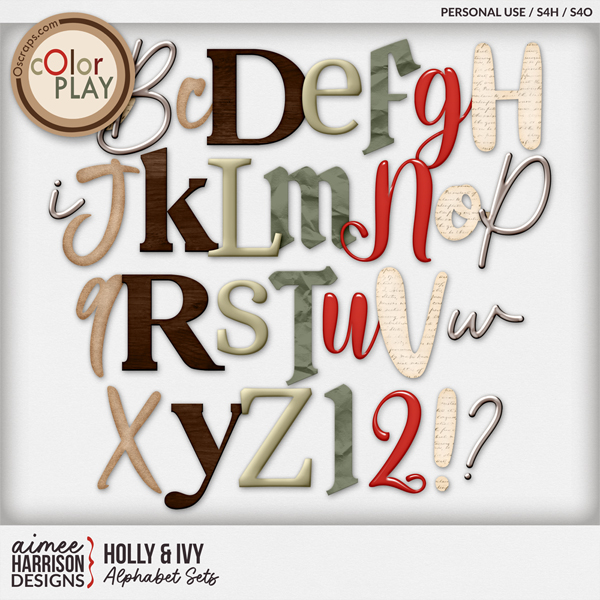 Holly & Ivy Alphabet Sets by Aimee Harrison