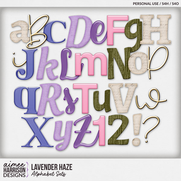 Lavender Haze Alphabet Sets by Aimee Harrison