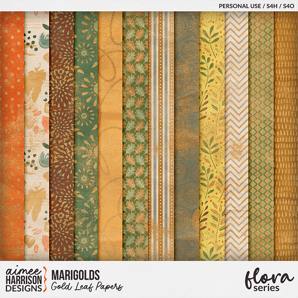 Marigolds Gold Leaf Papers by Aimee Harrison