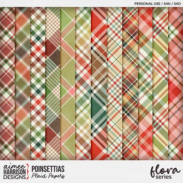 Poinsettias Plaid Papers by Aimee Harrison