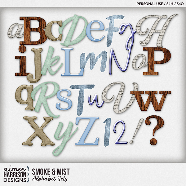 Smoke & Mist Alphabet Sets by Aimee Harrison
