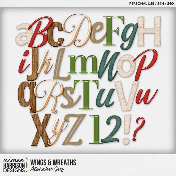 Wings & Wreaths Alphabet Sets by Aimee Harrison
