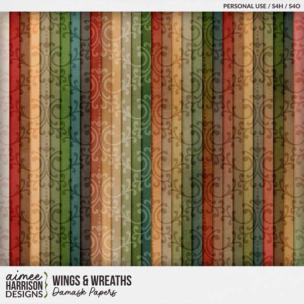 Wings & Wreaths Damask Papers by Aimee Harrison