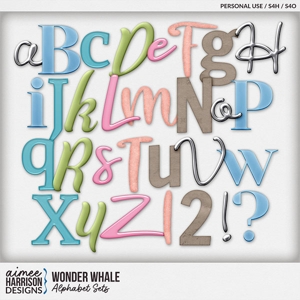 Wonder Whale Alphabet Sets by Aimee Harrison