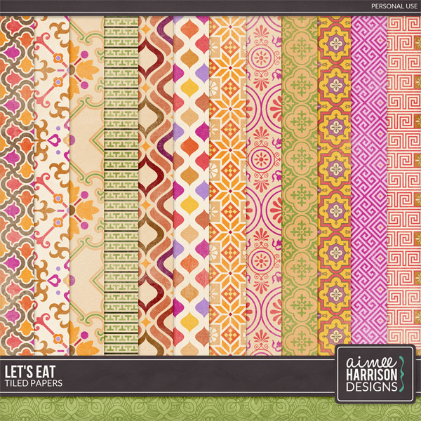 Let's Eat Tiled Papers by Aimee Harrison