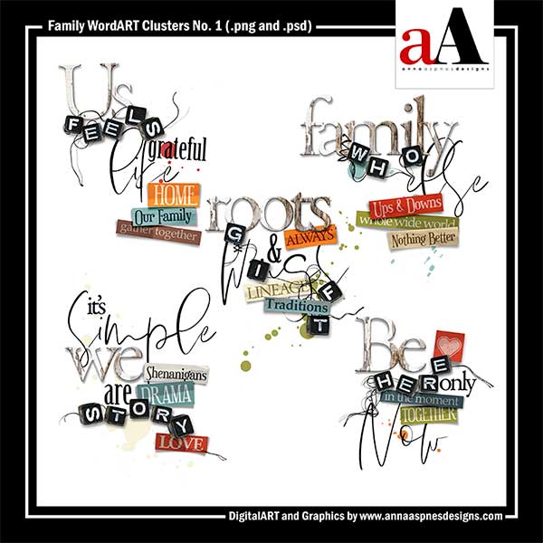 Family WordART Clusters No 1