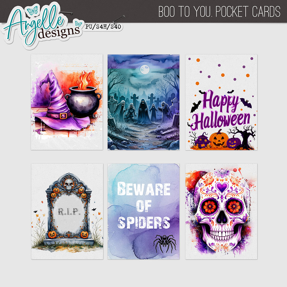 Boo To You Pocket Cards by Angelle Designs 