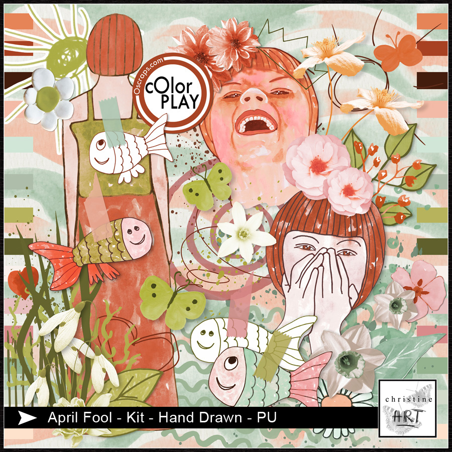 April Fool Kit hand drawn by Christine Art 