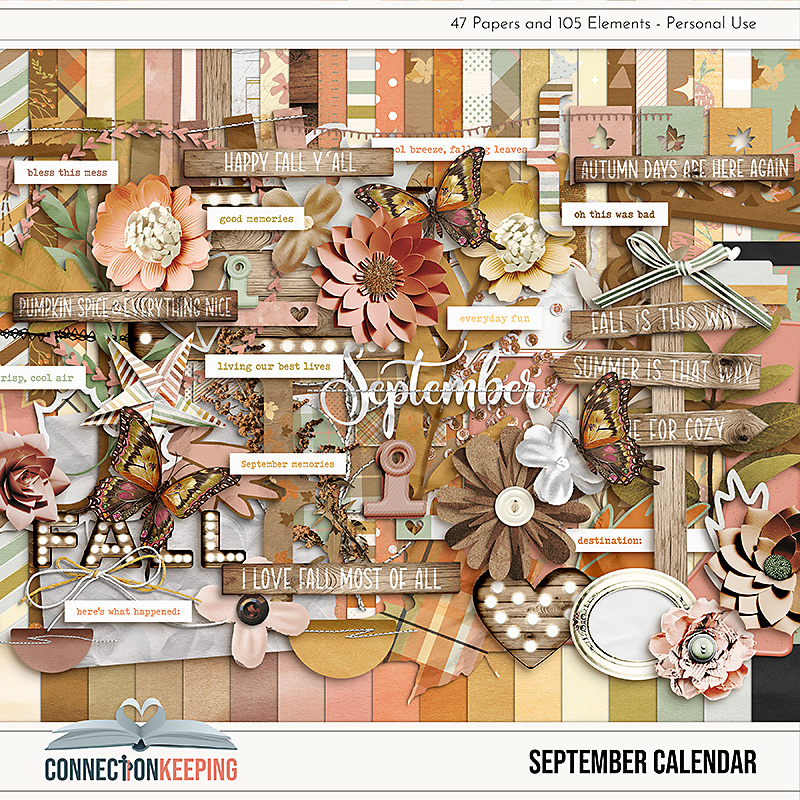 Digital Scrapbook Pack, September Calendar Kit by Connection Keeping