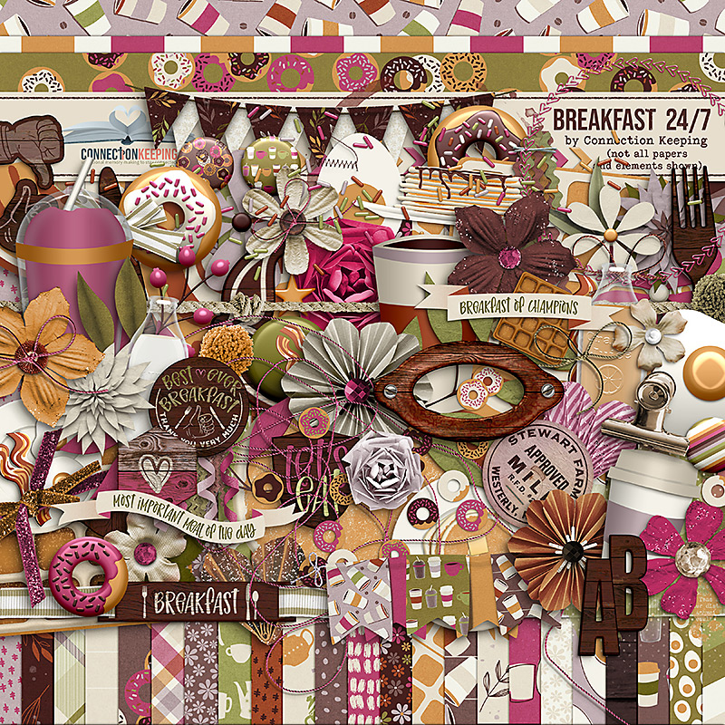 Digital Scrapbook Pack, Breakfast 247 Kit by Connection Keeping