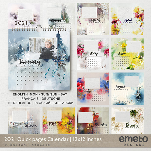 2021 Quick pages Calendar | 12x12 Format