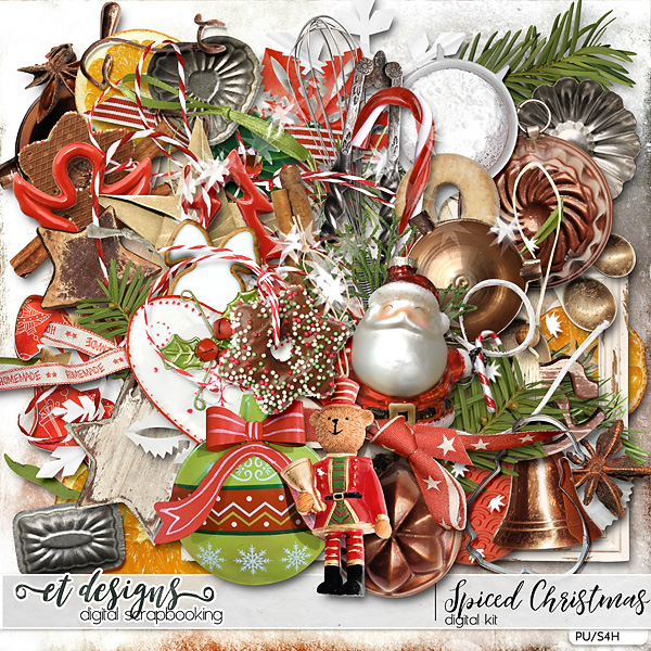Spiced Christmas kit and Solid Papers by et designs