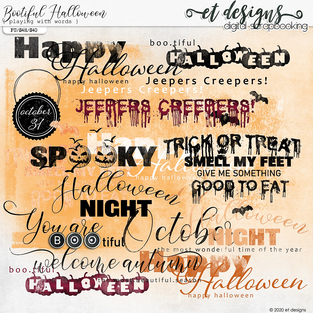 Bootiful Halloween Playing with Words by et designs
