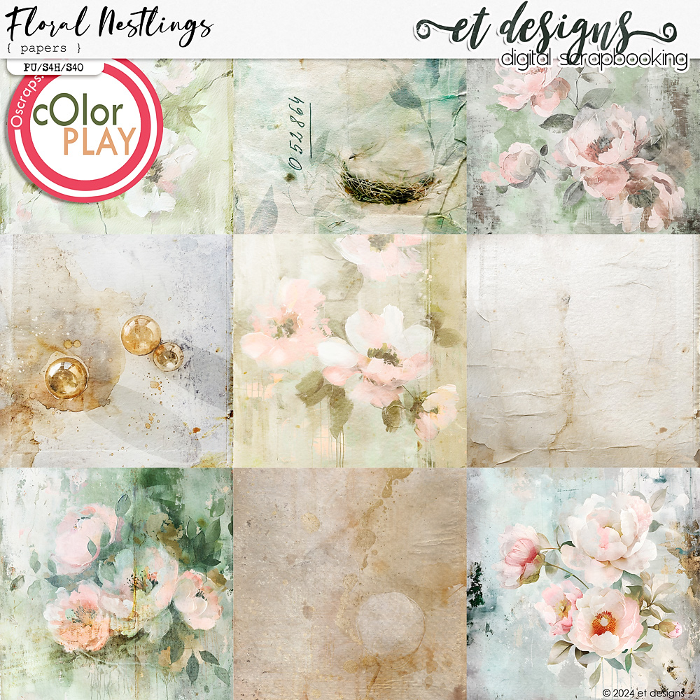 Floral Nestlings Papers by et designs 