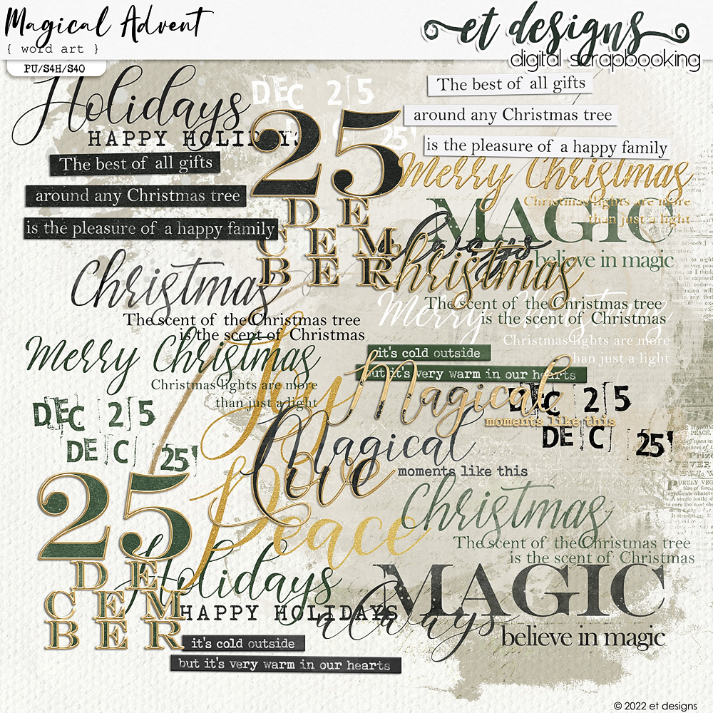 Magical Advent WordArt by et designs