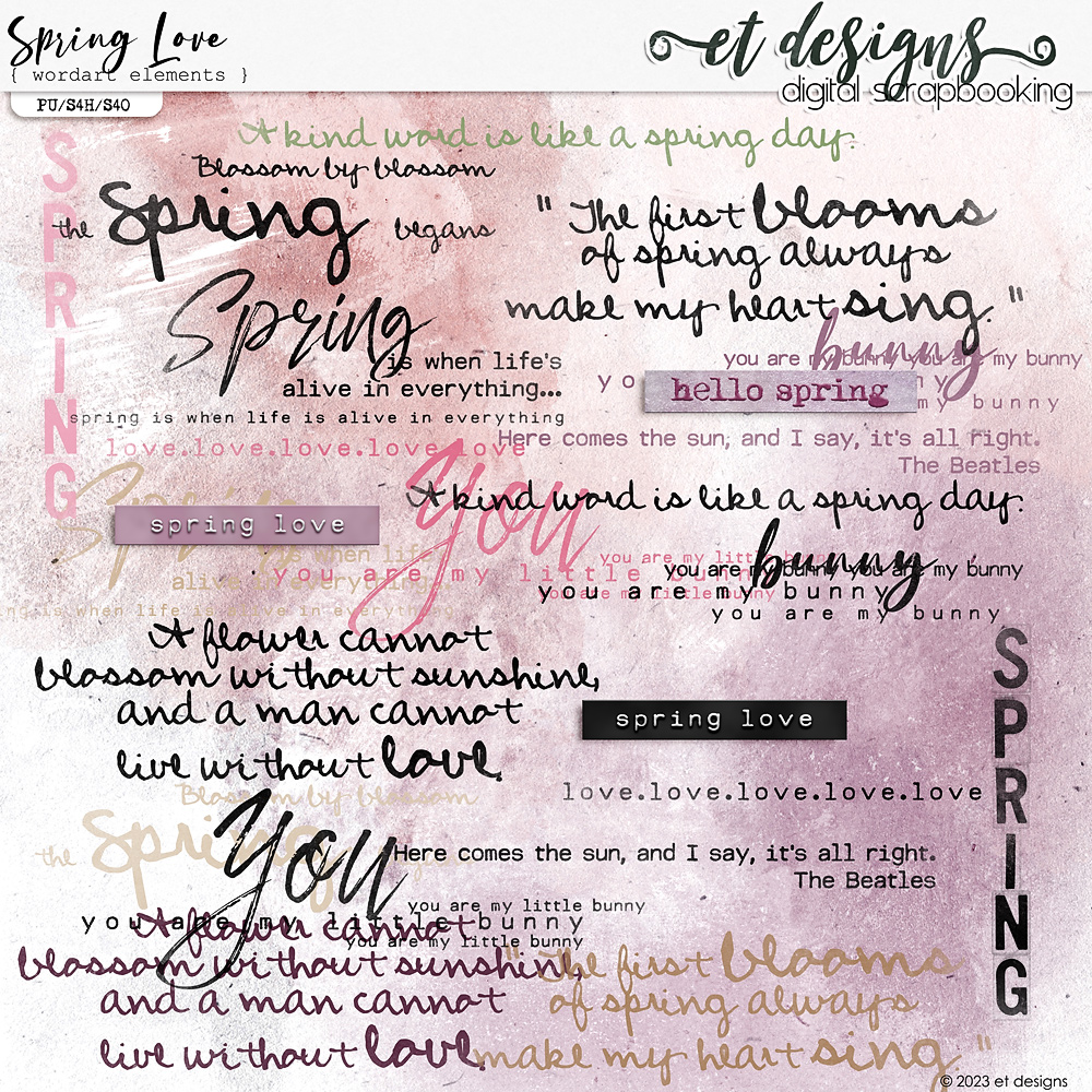 Spring Love Wordart by et designs