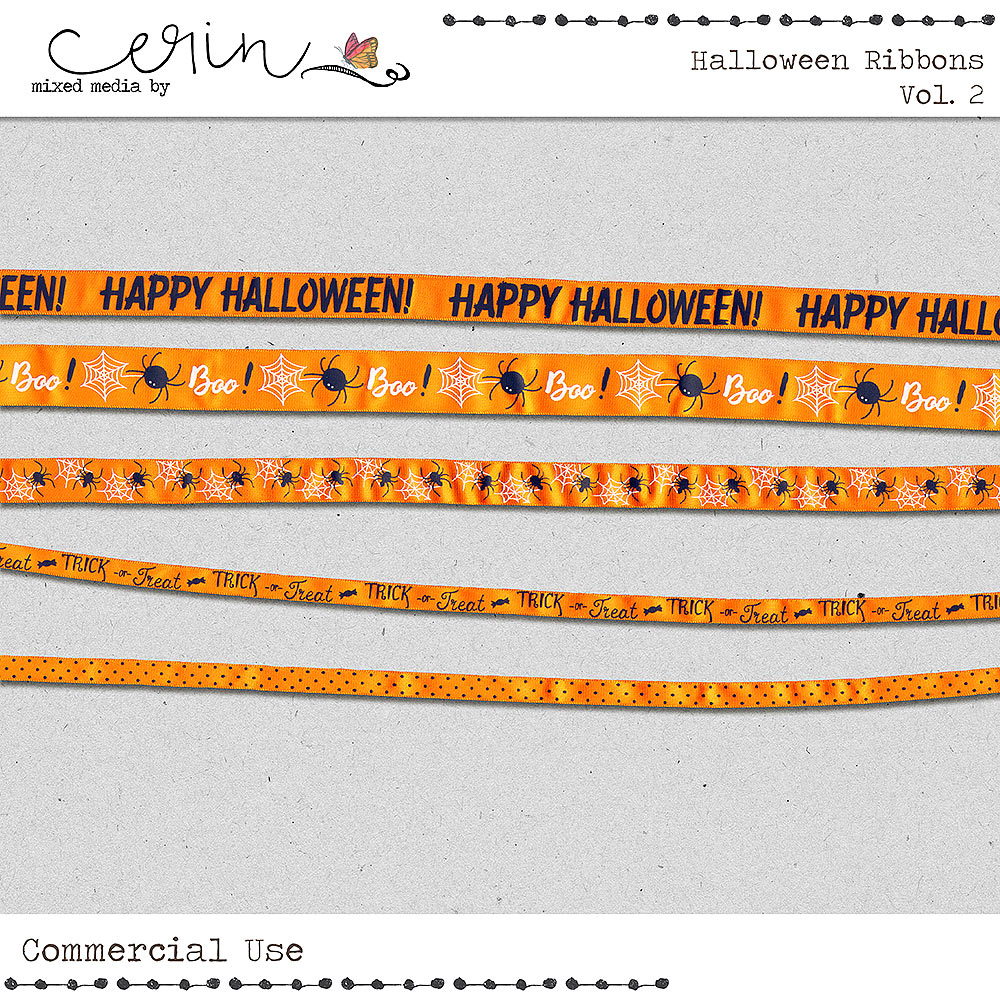 Halloween Ribbons Vol 2 (CU) by Mixed Media by Erin