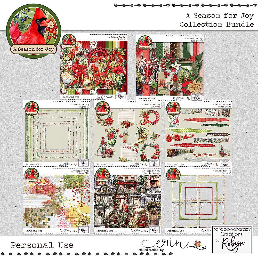 A Season for Joy {Collection Bundle} by Mixed Media by Erin and Scrapbookcrazy Creations by Robyn