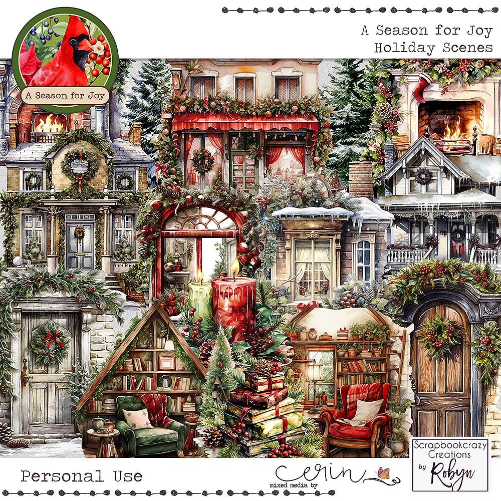 A Season for Joy {Holiday Scenes} by Mixed Media by Erin and Scrapbookcrazy Creations by Robyn 