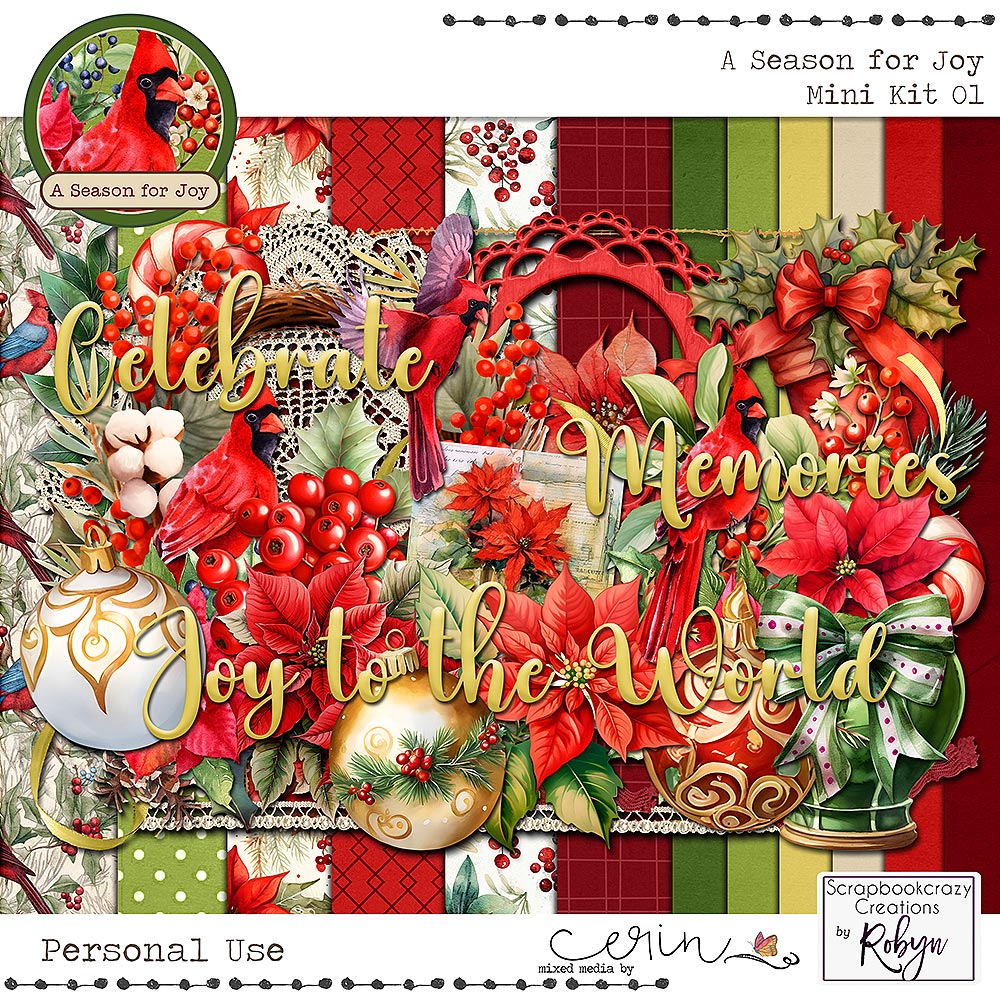 A Season for Joy {Mini Kit 01} by Mixed Media by Erin and Scrapbookcrazy Creations by Robyn