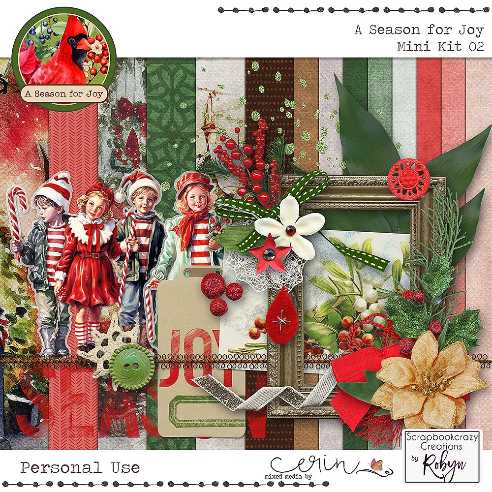 A Season for Joy {Mini Kit 02} by Mixed Media by Erin and Scrapbookcrazy Creations by Robyn