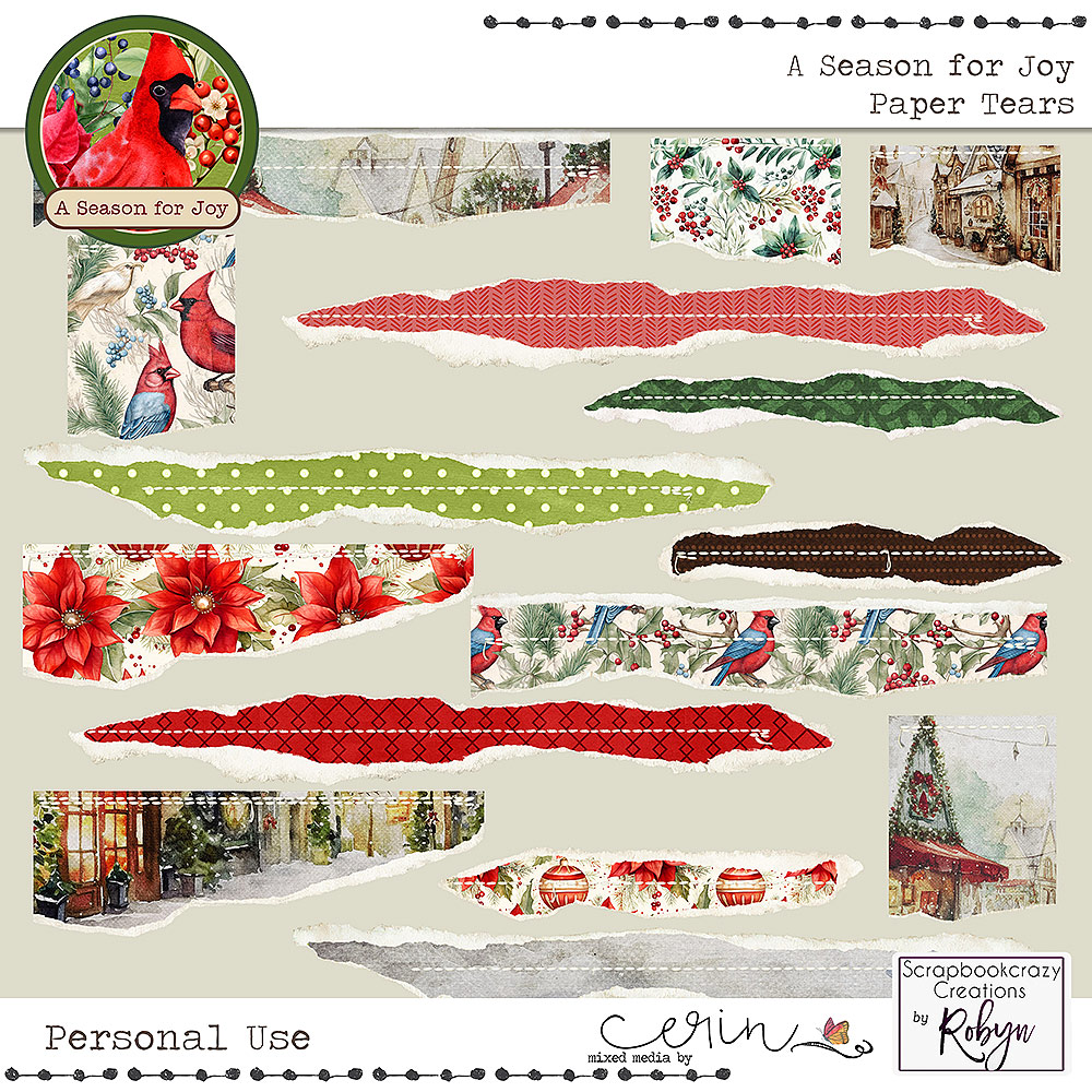 A Season for Joy {Torn Paper} by Mixed Media by Erin and Scrapbookcrazy Creations by Robyn