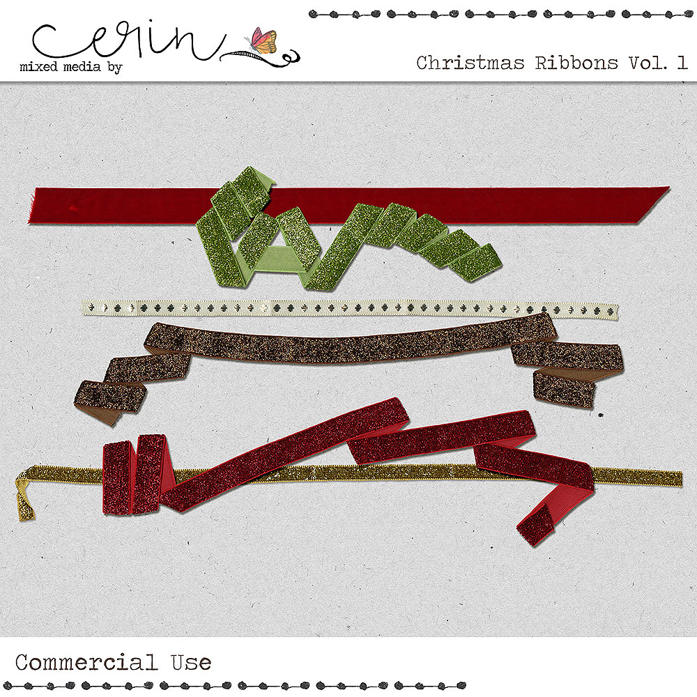 Christmas Ribbons Vol 1 (CU) by Mixed Media by Erin 