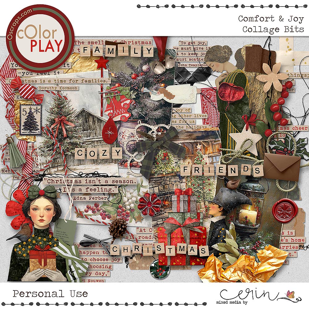 Comfort & Joy {Collage Bits} by Mixed Media by Erin
