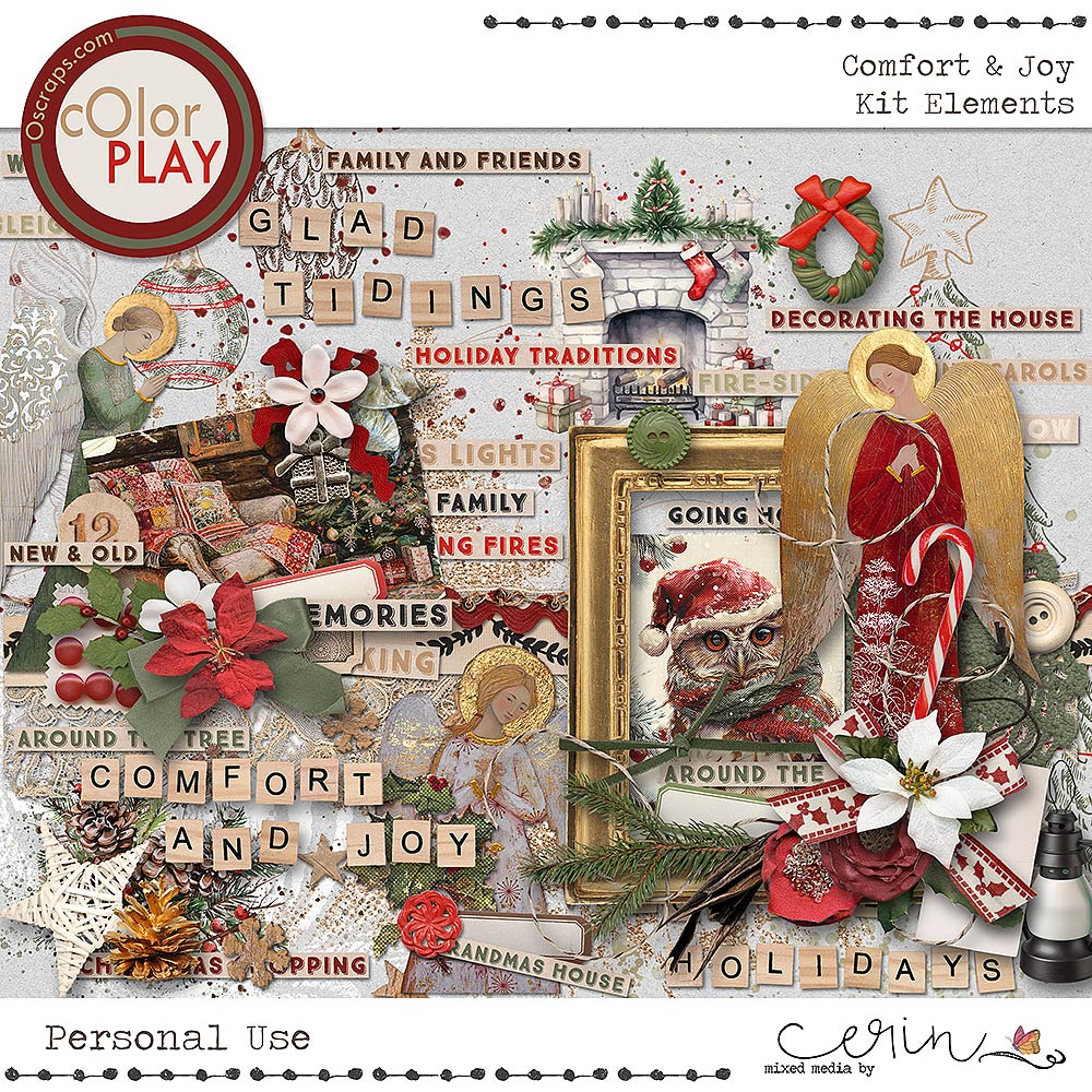 Comfort & Joy {Kit Elements} by Mixed Media by Erin